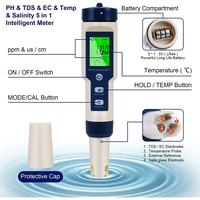 Gambar ALAT UKUR PH METER AIR MULTI FUNGSI | PH TDS EC TEMPRATURE SALINITY DIGITAL / TESTER PH / ALAT PENGUKUR KEASAMAN CAIRAN AIR WATER QUALITY TESTER AQUARIUM - 4 in 1 PH Meter dari RR Kitchenware undefined 2 Tokopedia