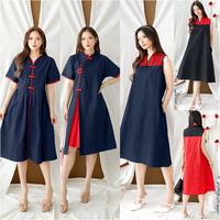 Gambar Dress Imlek Wanita Baju Sincia Qipao Cheongsam Cina Katun Uniqlo Tebal - HITAM BLACK dari Batik Danara undefined 1 Tokopedia