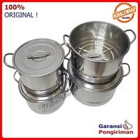 Gambar Panci Stainless Set Panci Kukus Panci Steamer Panci Liwet Nasi Dandang Air Stainless Tebal - No 2 Dia 28 Cm dari mbakul dapur undefined 3 Tokopedia