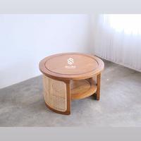 Gambar Meja tamu minimalis kayu jati, meja tamu bulat kayu jati kombinasi rotan - Belum finishing dari Soluna Furniture undefined 1 Tokopedia