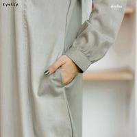 Gambar Elmina Alya Dress Gamis Terbaru 2025 Polos Soft Raya Collection Simple Minimalis Pastel Dark Olive Black Hitam Hijau Soft Green Abu Abu Grey Abaya Remaja Katun Toyobo Polos Elegan Syar'i Wanita Kekinian Flowy Muslim Premium Murah | Kyutsy - Black, S dari minionsrush undefined 5 Tokopedia