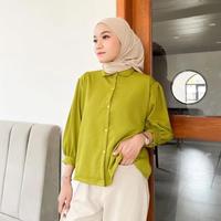 Gambar Baju Blouse Wanita Kekinian Atasan Lengan Panjang Elze Ootd Fashion Premium - Tosca dari RANStore ID undefined 1 Tokopedia