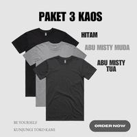 Gambar Paket Bundling 3 Kaos Polos Pria 30s kaos distro polos pria Abu misty, Hitam, Abu misty tua / kaos distro T-shirt Polos Dewasa Cowok - XL dari SUDUTPOLOS undefined 1 Tokopedia