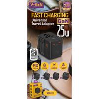 Gambar Travel Adapter Universal V-GeN VUA-01 GaN 25Watt SNI Certified Super Fast Charging EU, UK, AU, US (1 USB A, 2 Type C) dari V-GeN Indonesia Official Store undefined 1 Tokopedia
