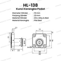 Gambar Kunci Laci Padat Huben HL 138 22mm Kerangka Padat Lemari Laci Kabinet HL 138 22 mm dari Aksesoris Tukang undefined 2 Tokopedia