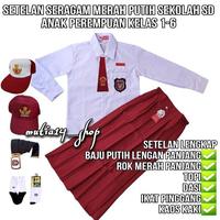 Gambar Terlaris setelan seragam merah putih sekolah SD anak perempuan baju putih lengan panjang rok merah panjang pakaian seragam sekolah SD kelas 1-6 - BAJU+ROK, 6 tahun dari abishop68 undefined 3 Tokopedia