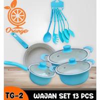 Gambar peralatan dapur  Panci Set Teflon Marble 13 pcs Cookware Set Tutup Kaca merk orange - Biru alat masak aman peralatan dapur garansi termurah terlaris perabot serbaguna set awet B3N7 dari Official britis shop undefined 4 Tokopedia