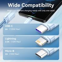 Gambar Vention Kabel Charger Data 3 in 1 USB 2.0 Male Type C Micro USB Lightning 6A Fast Charging 120W Nylon Braided Blue Charger Cable 1.5M 1.5 Meter - CTRLG dari Vention Tangerang undefined 5 Tokopedia