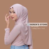 Gambar 【TERMURAH】Hijab Pashmina Semi Instan Wanita Motif Polos Bahan Cotton Tencel Premium - Black dari Seren's Store ID undefined 3 Tokopedia