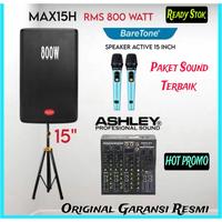 Gambar Paket Sound System 15" Baretone MAX15H+Mixer 4 Chl+Mic Wireless Paket Terbaik dari teleshop88 undefined 1 Tokopedia