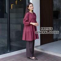 Gambar [FREYA] Blouse Tunik Lengan Panjang Wanita All Size Bahan Kain Linen Lembut Premium - Black dari Freya's General Goods undefined 1 Tokopedia