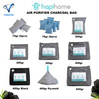 Gambar HAPIHOME - BAMBOO CHARCOAL ACTIVE AIR PURIFYING BAG, NATURAL AIR PURIFYING DEHUMIDIFIER ARANG BAMBU AKTIF HAPI HOME 75GR 200GR 300GR 400GR 600GR - 200gr pouch dari VINSTON OFFICIAL STORE undefined 1 Tokopedia