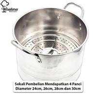 Gambar Calypso 4pcs Panci Set Kukusan Stainless + Saringan | Steamer Dandang Kukus Nasi Stenlis | Pengukus - 26cm dari Wiratara Housewares undefined 2 Tokopedia
