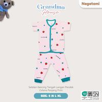Gambar NAGATOMI - Setelan Baju Anak Kancing Pundak Pendek Celana Panjang Grandma House - S dari Lolipopbabykid undefined 2 Tokopedia