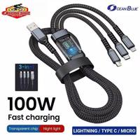 Gambar OCEANBLUE Kabel Data iphone Type C Micro Lightning Usb 100W 3in1 Super Fast Charging Charger Hp 1 Meter - Usb-Lightning P dari Ocean Bike Official undefined 1 Tokopedia