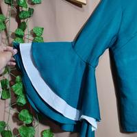 Gambar SALE Blouse BKK Lengan Terompet Size M Two Tone 2 Warna Moscrepe Wolfis Premium Brand Not Zara Baju Atasan Wanita Muslimah Dewasa PL preloved Hijau Dark Tosca dari Shop With KAVIN undefined 2 Tokopedia