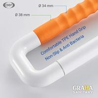 Gambar AER SFTG 1I WO Toilet Grab Bar / Pegangan Kamar Mandi Kloset Lansia Safety tws White Orange dari Graha Sanitary undefined 3 Tokopedia