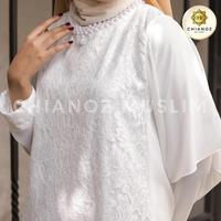 Gambar CHIANOZ Gamis Kaftan Putih Mewah Soraya Dress Brukat Renda Baju Lebaran Umroh Haji Manasik Pesta Akad 152 153 - PUTIH PREMIUM, M dari Clarisa storeid undefined 4 Tokopedia