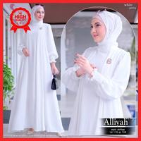 Gambar gamis alliyah set hijab putih white airflow premium hq realpict original fit m-xxl gamis wanita muslimah dewasa high quality - Putih dari Balqish Official Store undefined 5 Tokopedia
