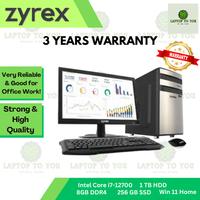 Gambar PC DESKTOP ZYREX DISCOVERY DS-01 2227-8S2H1-3 Intel Core i7-12700 8GB DDR4 256GB SSD 1TB HDD WINDOWS 11 HOME FREE MONITOR + KEYBOARD + MOUSE dari LaptopToYou undefined 2 Tokopedia