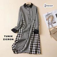 Gambar Imani Butik | Fashion Muslim Wanita Tunik Zicron Model Kotak  Katun Kerah Kancing Renda Variasi Kombinasi Panjang Atasan Nyaman Linen Formal - M dari Butik Imani Bandung undefined 2 Tokopedia