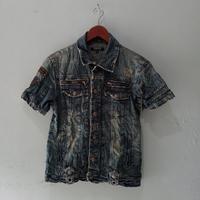 Gambar In The Attic Japan Y2K Punk Distressed Short Sleeve Gothic Denim Jacket dari tasyathrift.id undefined 1 Tokopedia