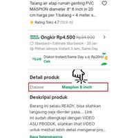 Gambar Talang air atap rumah genting PVC MASPION diameter 8" 8 in in 20 cm per 1 batang = 4 meter setengah 1/2 lingkar Lingkaran bulat untuk rumah ruko rukan kantor gudang carport garasi cluster kost kostan kontrakan sekolah bangunan kampus dll dari LenteraMalam Shop undefined 3 Tokopedia