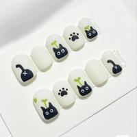Gambar Black Cat Core Press On Nails Premium Handmade | Kuku Palsu isi 10pcs Custom Set Lengkap Siap Pakai | Reuseable Fake Nails | Professional Handpainted False Nails by WONDERLAND | Dengan Application Kit dan Lem Super Glue Jelly Tape Aceton Alcohol Wipe - XS-a, MEDIUM Almond dari Stuffies_shop undefined 1 Tokopedia