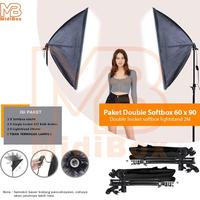 Gambar Paket Softbox Lighting Double Lampu Studio Foto A1 Single Socket Light Reflektor Cahaya Studio - Softbox 60x60 dari Lumi lighting undefined 1 Tokopedia