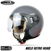 Gambar Buruan - Helm Bogo Retro Hijab Desa Kaca Pilot SNI Motorcycle Grey Glossy BERKUALITAS - Grey Glossy, M dari marga&#39;jaya undefined 1 Tokopedia