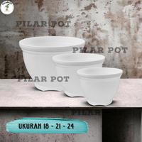 Gambar POT BUNGA TANAMAN PLASTIK MOTIF NKT LEBAH 21 PUTIH + TATAKAN PUTIH dari Gardenia Store1 undefined 2 Tokopedia