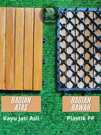 Gambar Lantai Kayu Decking Tile Jati Bongkar Pasang - Ubin Parket - Parquet - Tile Rumput dari Rumah Decking undefined 3 Tokopedia