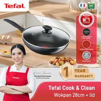 Gambar Tefal Wajan Penggorengan Anti Lengket Cook & Clean Wokpan 28cm + Tutup dari Tefal Indonesia Official undefined 1 Tokopedia