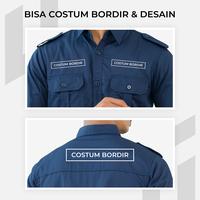 Gambar PDL Baju Kemeja Seragam Kerja Pakaian Dinas Lapangan Navy Bordir. - Navy, XXL dari Konveksi Jakarta Official undefined 4 Tokopedia