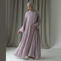 Gambar Asvari by Aska Label - Gamis wanita plisket, dress pleats lengan panjang warna ungu muda, abu tua, hitam black - Lilac DEFECT 5%, XXL dari Citata Busana undefined 4 Tokopedia