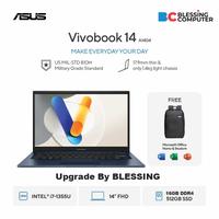 Gambar ASUS Vivobook 14 A1404VA-VIPS751M Core i7 1355U 8GB 512GB / i7 1355U 16GB 512GB W11 OHS Microsoft 365 Basic Quiet Blue - 8GB dari Blessing Computer Bali undefined 1 Tokopedia