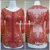 Gambar kebaya payet lengan 7/8 kebaya wisuda/kebaya akad/kebaya pesta fashion wanita terkini - pink fanta, 3XL dari Modis store02 undefined 1 Tokopedia