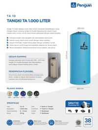 Gambar Tangki Air Ramping Penguin 1000 Liter - Tandon | Toren Slim TA 10 dari Juragan tanki undefined 1 Tokopedia