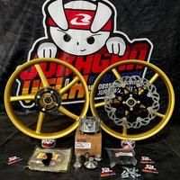 Gambar READY !!! wheelset velg copy rcb merk VROSSI sanca pnp crf dtrackek klx wr gtr cbr cb150r old cb150r tiger revo, supra 125 dd sonic racingboy - 160-160 Putih, Cbr/cb150r led dari MARKAS RAYA undefined 1 Tokopedia