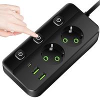 Gambar OPTIVIA 2500W Stop Kontak USB Kabel Serbaguna Multiguna Panjang 2 Meter Original Power Socket 2/3/4/5 Colokan+ 1 TYPE-C + 2 USB Port, saklar independen colokan 3 lubang stop kontak charger T_y dari Konco_Mesra undefined 5 Tokopedia