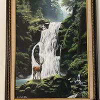 Gambar lukisan pemandangan air terjun rusa tanpa frame dari Curated By Julie undefined 1 Tokopedia