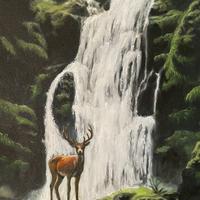 Gambar lukisan pemandangan air terjun rusa tanpa frame dari Curated By Julie undefined 2 Tokopedia