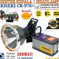 Gambar Best seller Senter Kepala Super Terang Kiseki CK-978+ 200 Watt | Cahaya Putih Baterai 12.000 mAh Dengan Aki Dan Lampu Emergency / Senter Camping Multifungsi Berburu Mancing Meronda Senter Darurat Original dari WAHYUwiua6453 undefined 4 Tokopedia