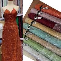 Gambar top Kain Brokat Tulle Sequin Tile Se Sequen Spangel Full Payet Ar/ Brokat Tile Payet Squin/ tulle Brokat Sequen/ - Putih tulang, 0,5mtr dari exotic6 undefined 3 Tokopedia