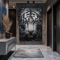 Gambar lukisan macan putih hiasan dinding aesthetic modern pajangan rumah ruang tamu kamar tidur hotel lobi kantor - 80 x 120 cm, no frame dari Riraart undefined 3 Tokopedia