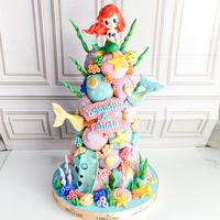 Gambar Donat Ulang Tahun/Donat Tower Tema Mermaid/Donat Puteri Duyung/Donat Tower dari Libra Cake undefined 2 Tokopedia