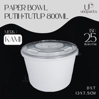Gambar PAPER BOWL PUTIH 800ML WADAH MAKANAN MANGKOK KERTAS PLUS TUTUP BENING KAMI (25 PCS) dari unopacks undefined 1 Tokopedia