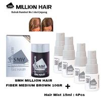 Gambar SMH MILLION HAIR FIBER MEDIUM BROWN + HAIR MIST 15ML ( 4PCS ) dari Kaminomoto Indonesia undefined 1 Tokopedia
