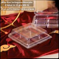 Gambar Mika sekat 4 kotak mooncake isi 25pcs per pack MB-16 MB16 tutup lipat transparan kotak wadah plastik kue moon cake mochi tart donat donut snack sekat empat MB 16 persegi dari CRYSTALKIDSTORE undefined 4 Tokopedia