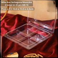 Gambar Mika sekat 4 kotak mooncake isi 25pcs per pack MB-16 MB16 tutup lipat transparan kotak wadah plastik kue moon cake mochi tart donat donut snack sekat empat MB 16 persegi dari CRYSTALKIDSTORE undefined 5 Tokopedia